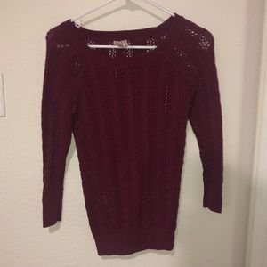 Burgundy Crochet Style sweater
